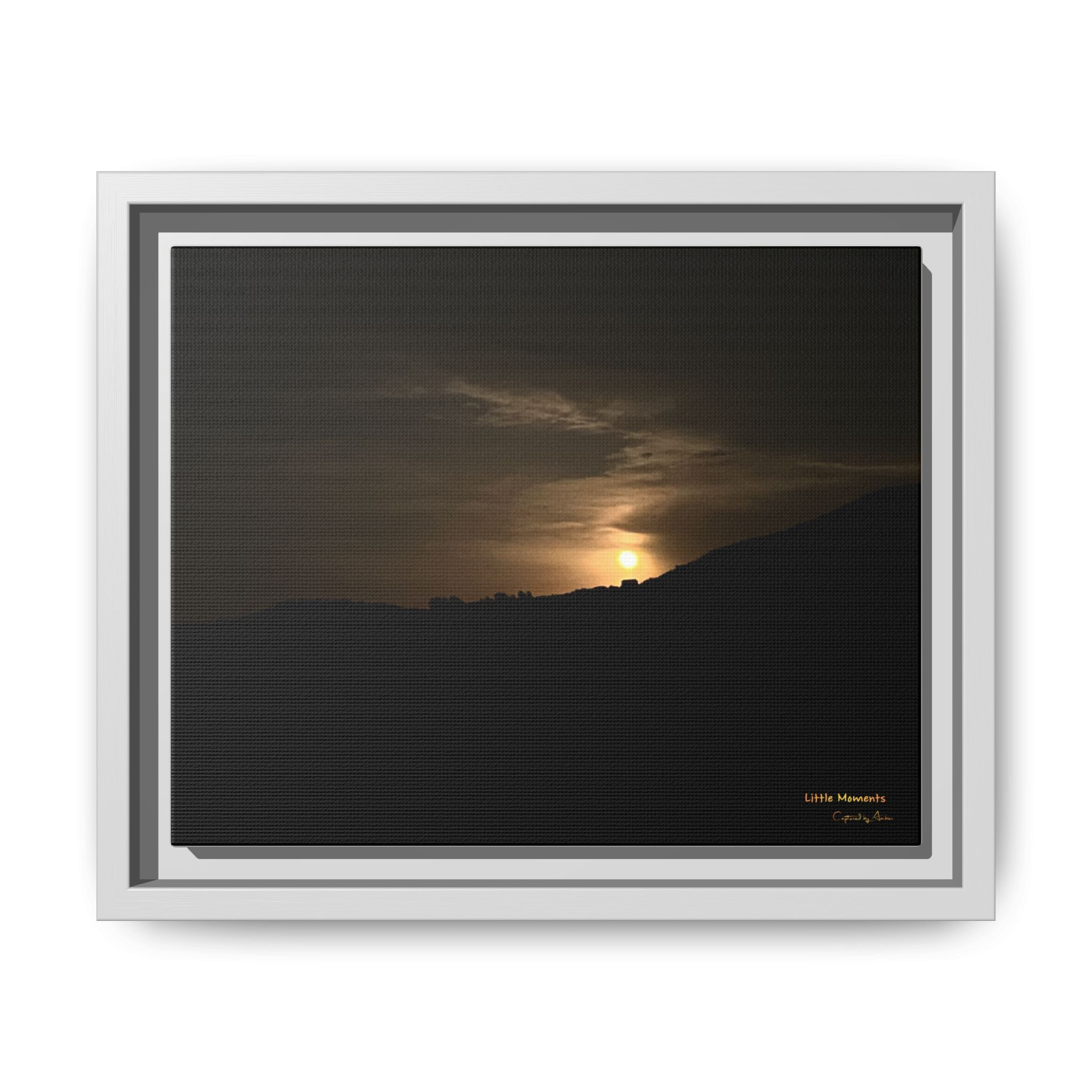 Moon Glow Ridge Framed Matte Canvas Print — moon Over Silhouette Landscape