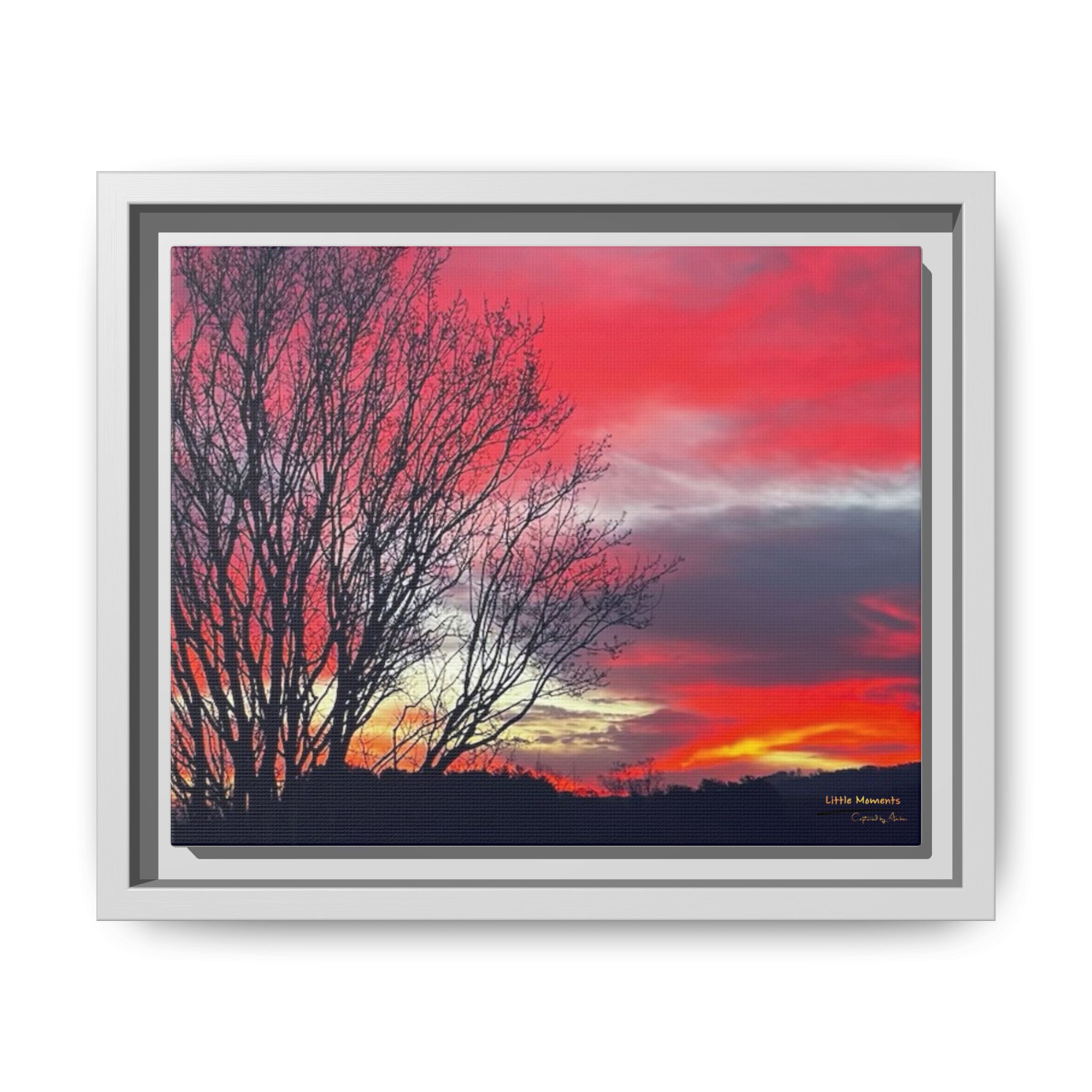 Vibrant Red Sky Framed Canvas Print — Vibrant Red Sky Wall Art