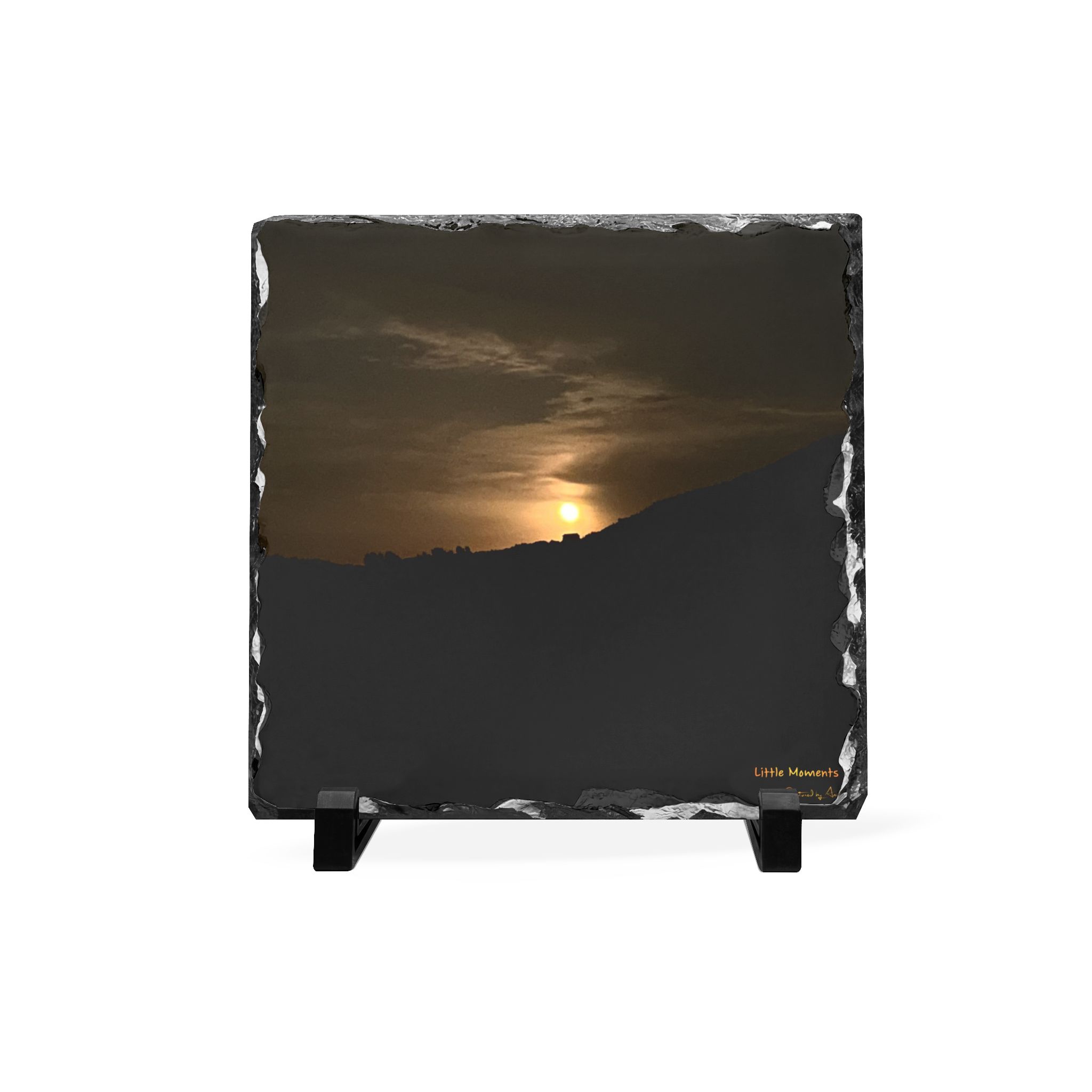 Moon Glow Ridge Slate Desk Plaque — Rustic moon Photo Decor