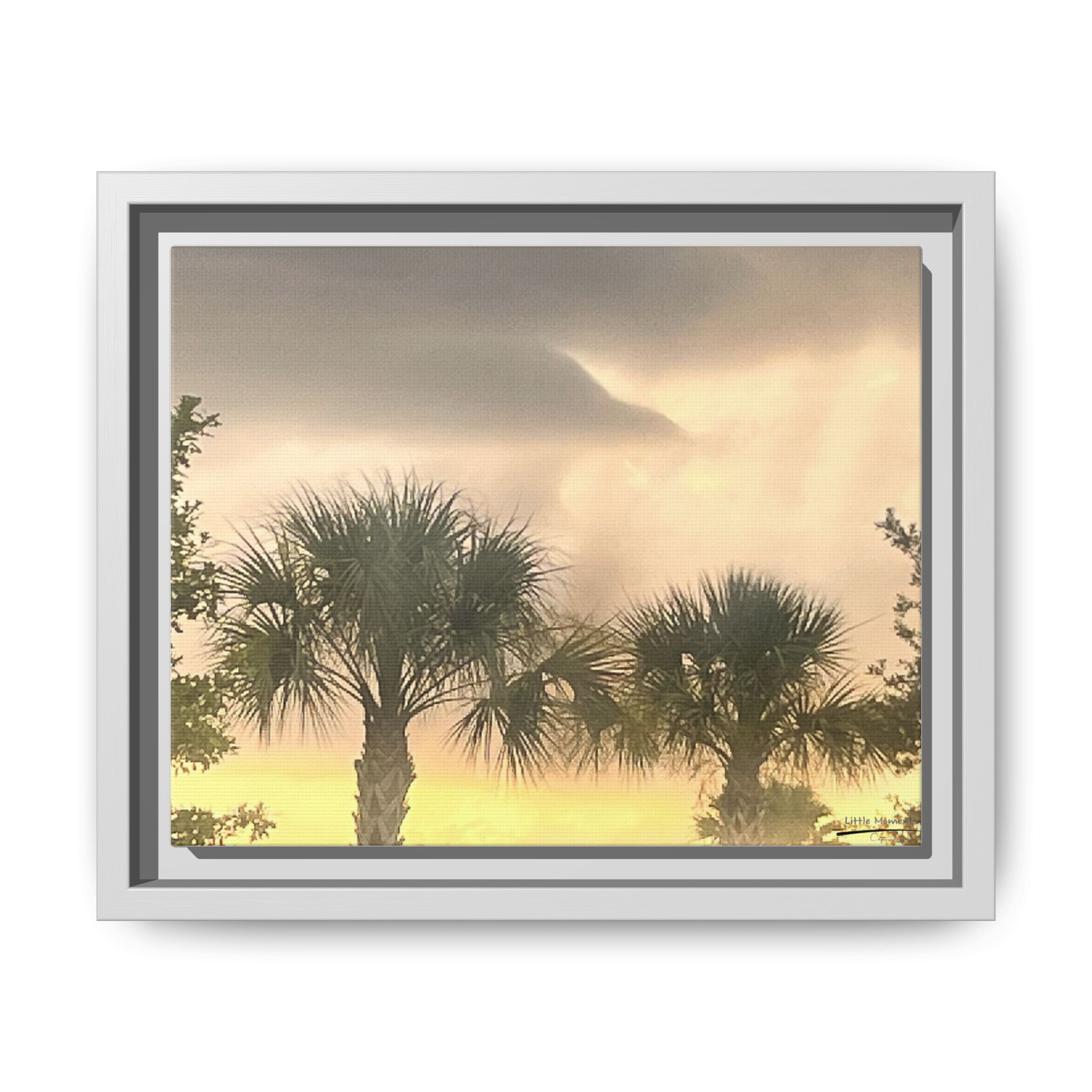Palm Trees at Sunset Matte Framed Canvas Wall Art