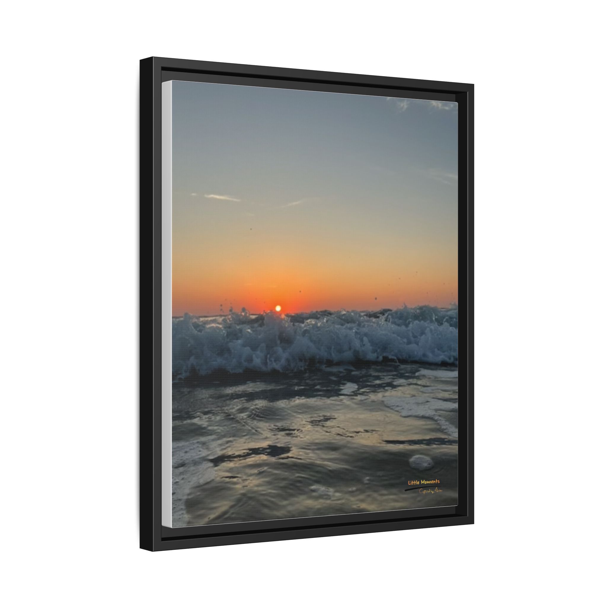 Crashing Waves Sunset Canvas Print — Framed Matte Beach Wall Art