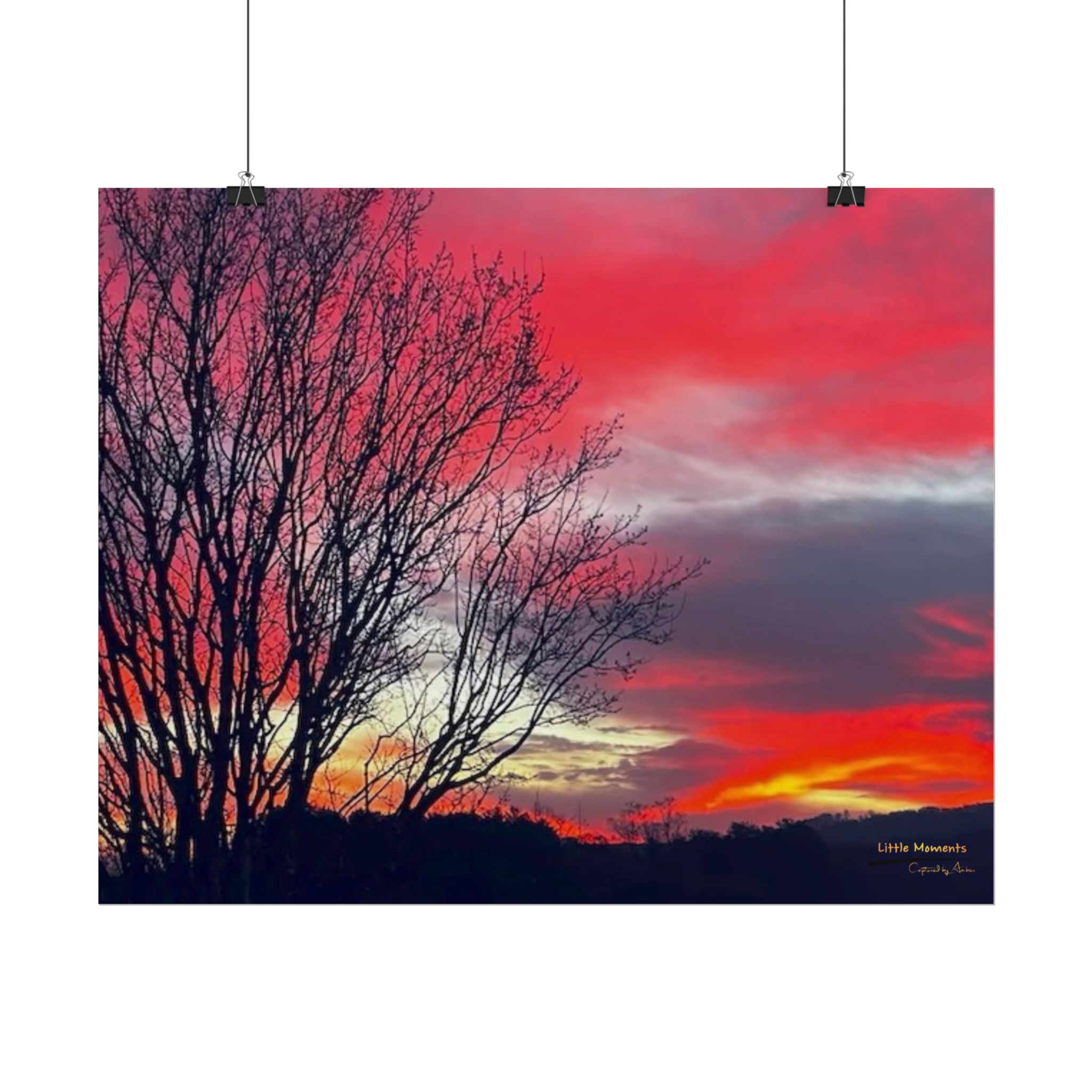Vibrant Red Sky Poster — Vibrant Red Sky Landscape Wall Art (Rolled Poster)