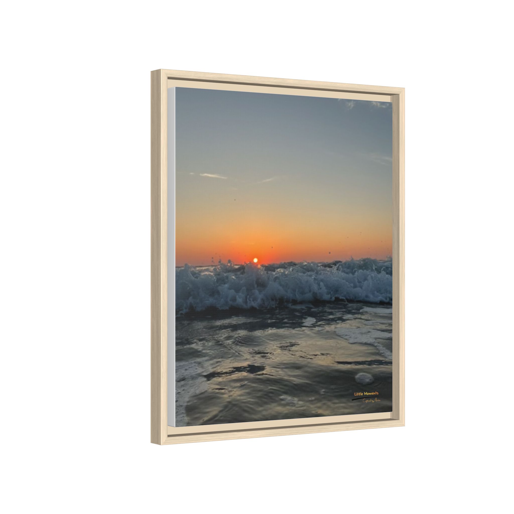 Crashing Waves Sunset Canvas Print — Framed Matte Beach Wall Art