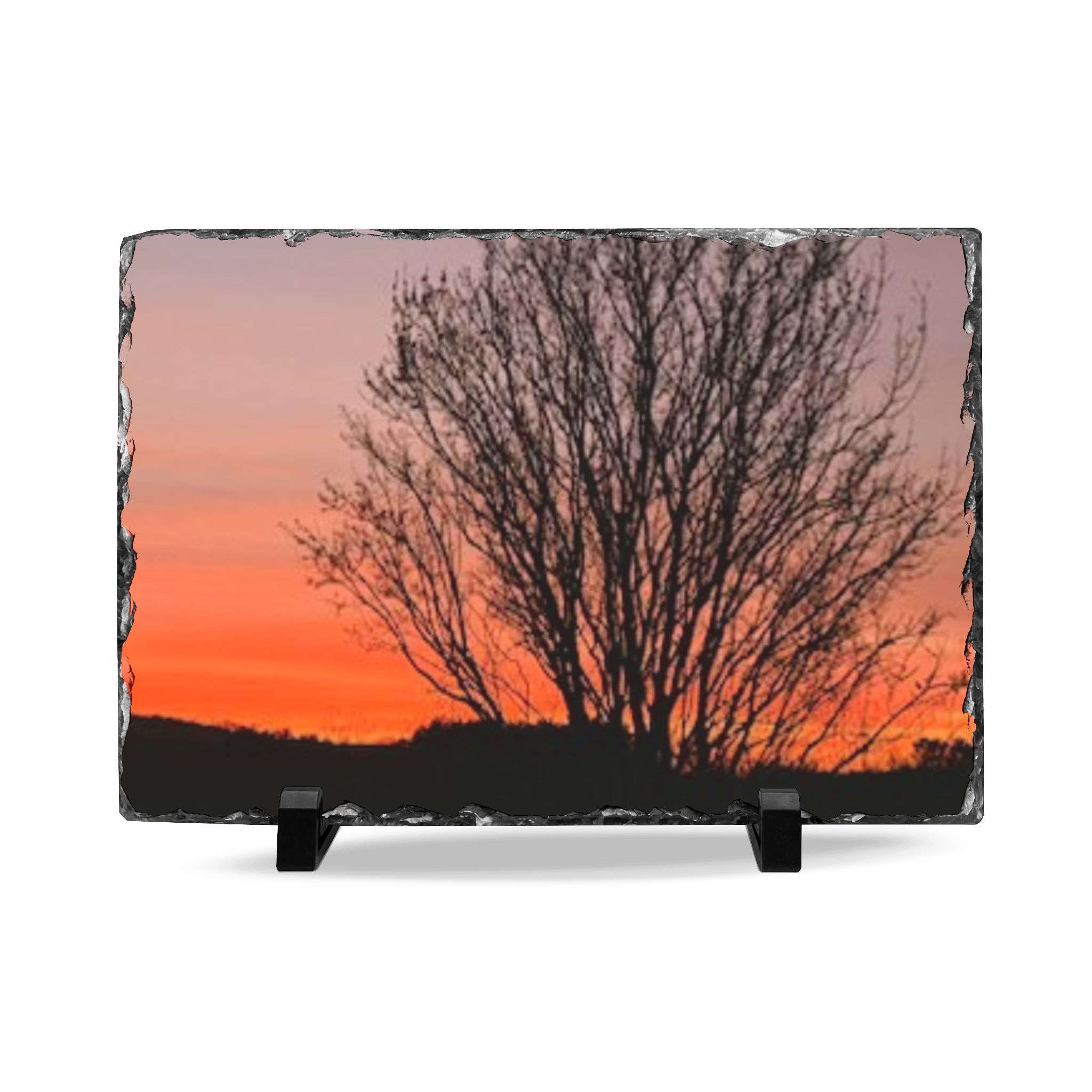4916275428824884095_2048.jpeg Appalachian Red Sky3 Slate Desk Plaque — Tree Sunset Photo Decorative Office Accent