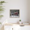 4925087355412688200_2048.jpeg Vintage Red Tractor in Snow — Framed Matte Canvas Wall Art