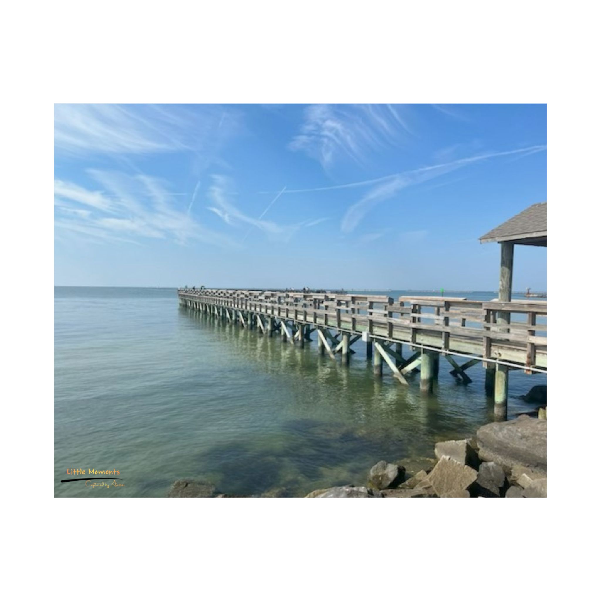 Pier Over Calm Sea Matte Horizontal Poster — Coastal Wall Art Print