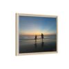 Father and Child Beach Sunset Framed Matte Canvas Print