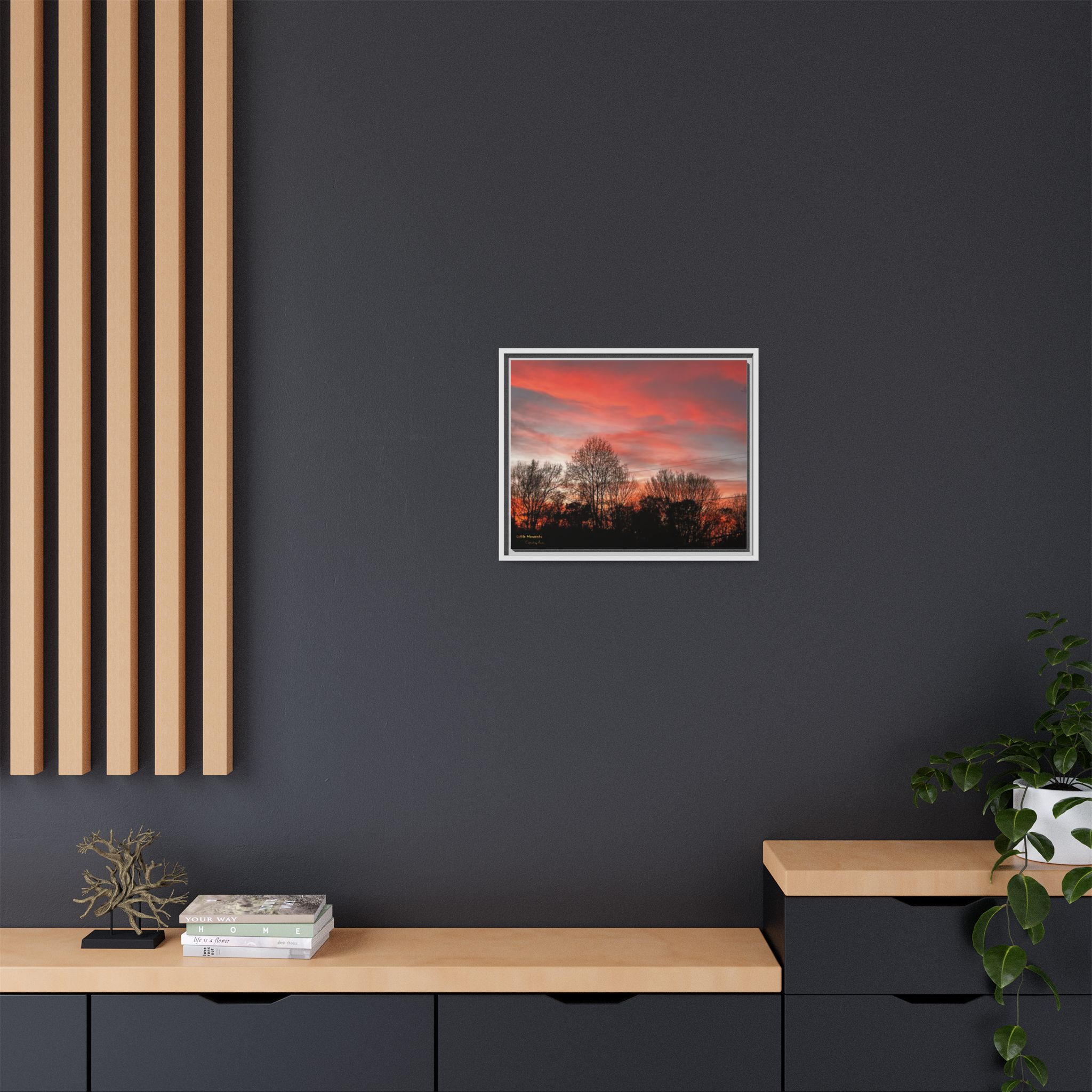Appalachian Red Sky1 Canvas Print — Framed Sunset Silhouette Wall Art