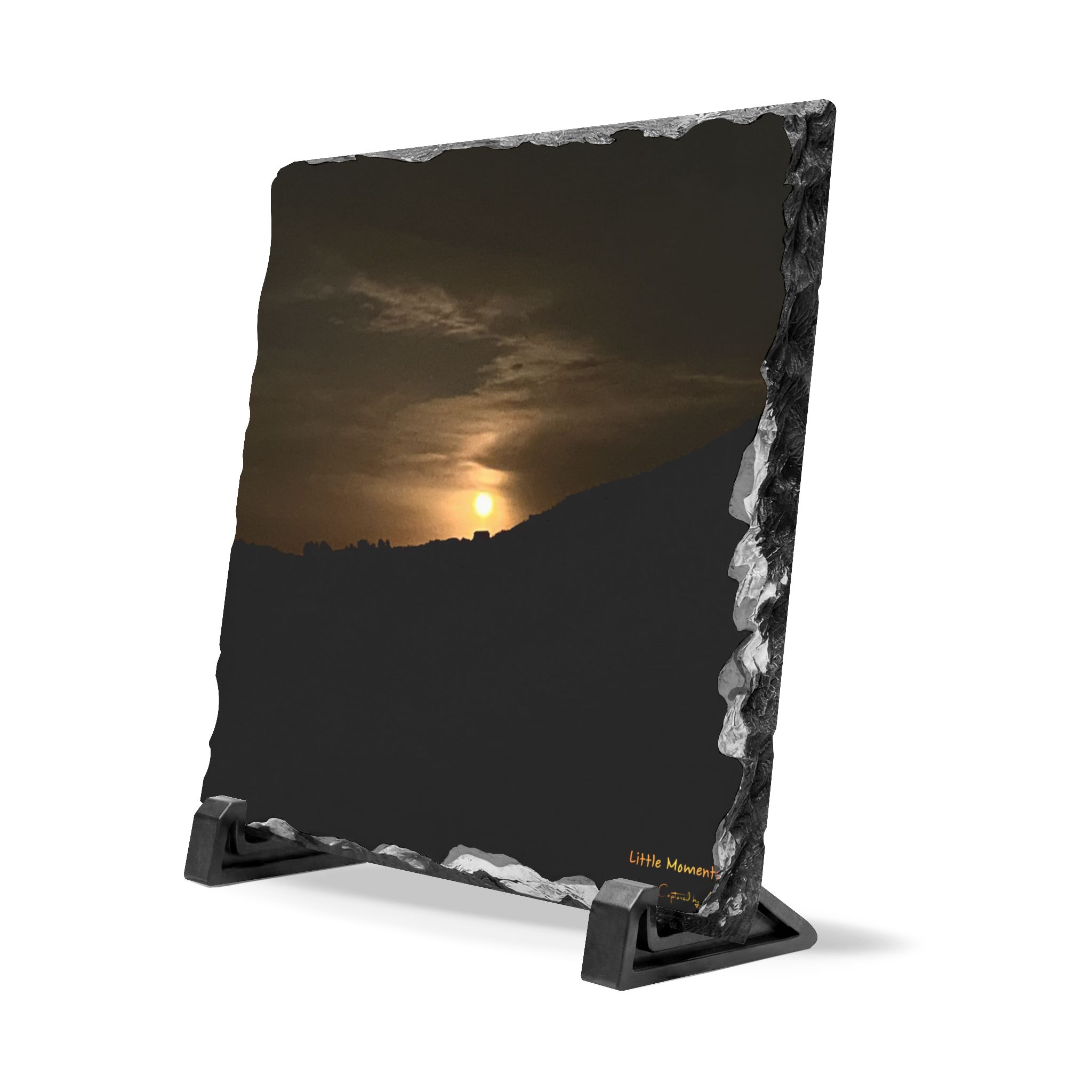 Moon Glow Ridge Slate Desk Plaque — Rustic moon Photo Decor