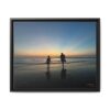 Father and Child Beach Sunset Framed Matte Canvas Print