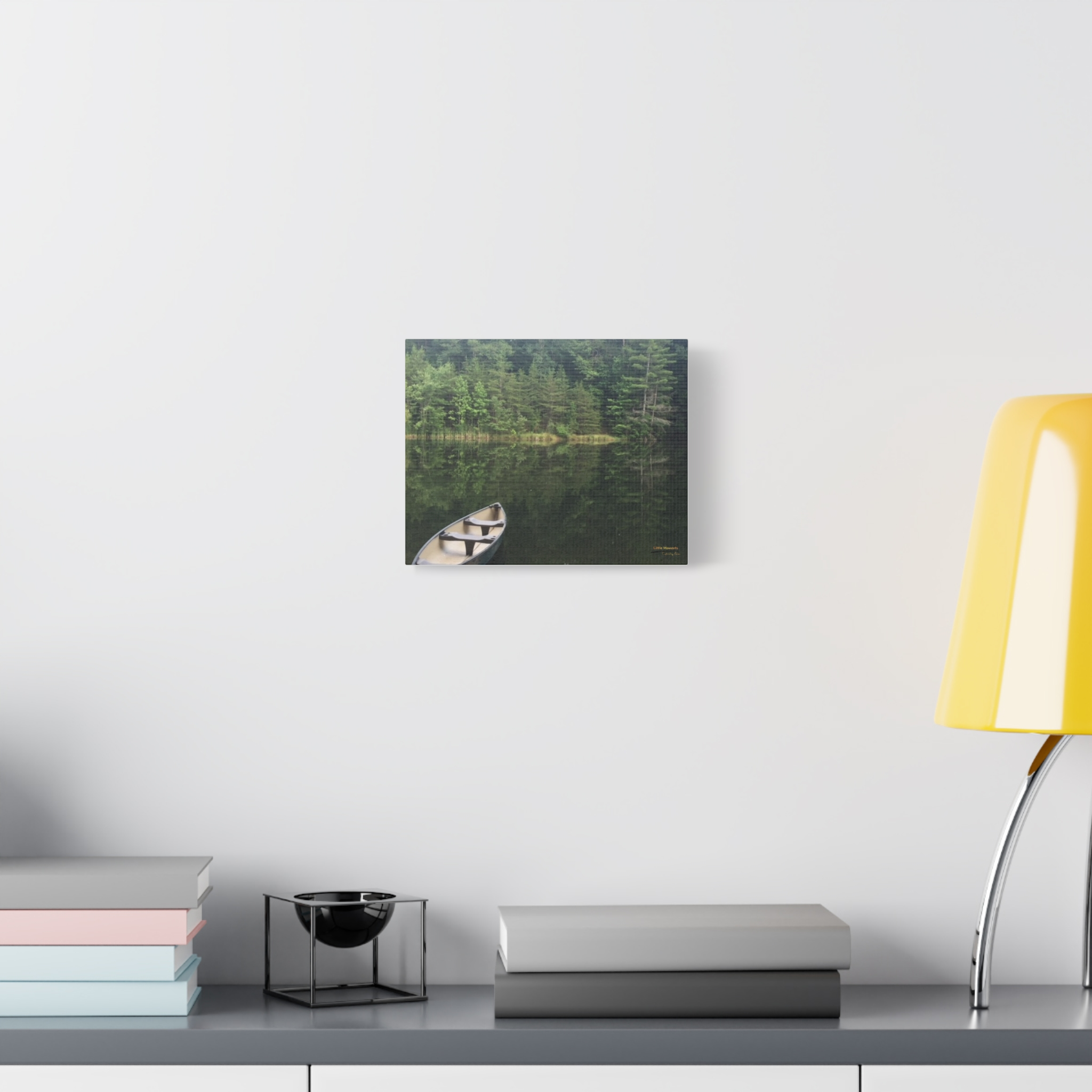 Canoe at Dawn Matte Canvas Wall Art — Stretched 1.25" Lake Reflection Print