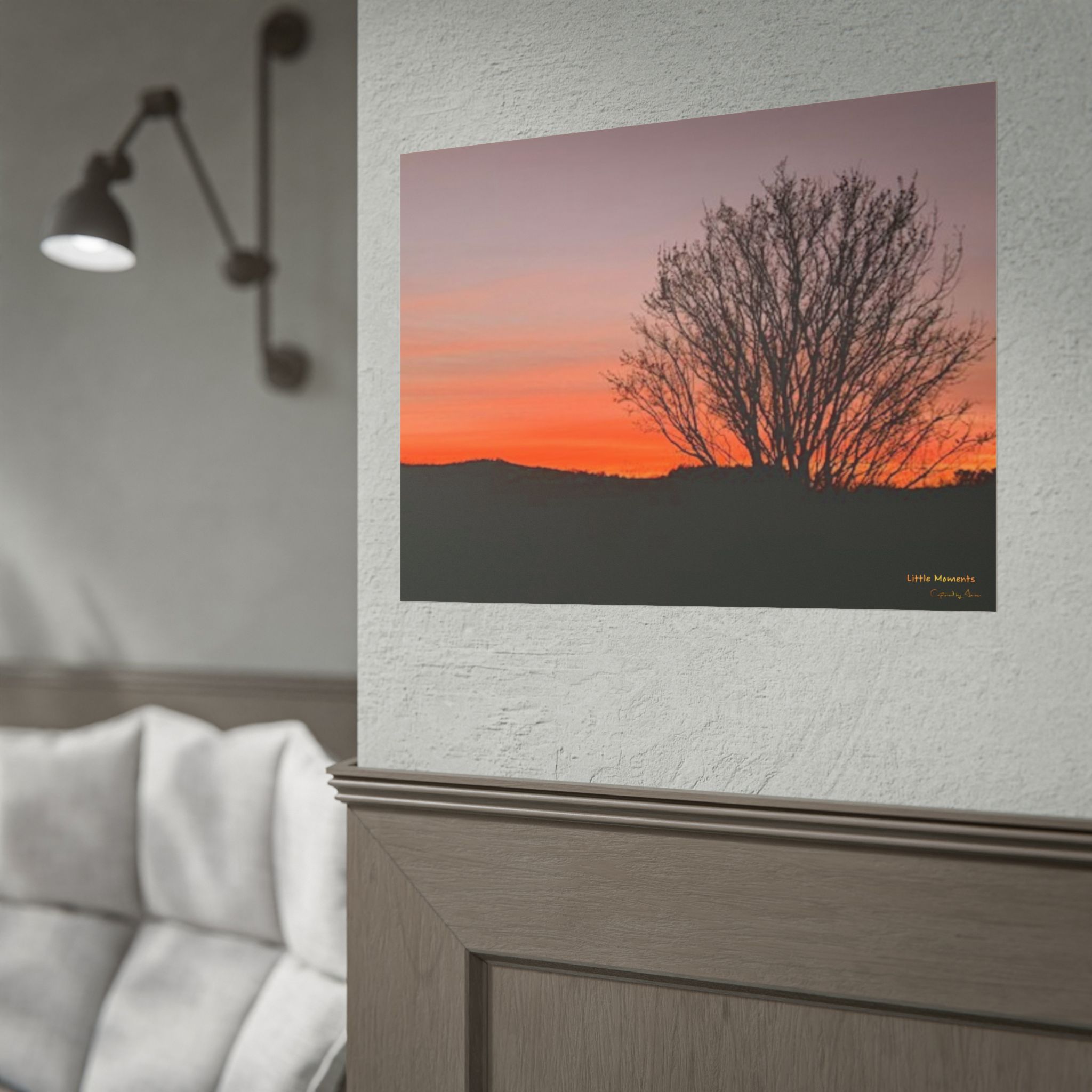 Appalachian Red Sky3 Poster — Tree Silhouette Rolled Art Print