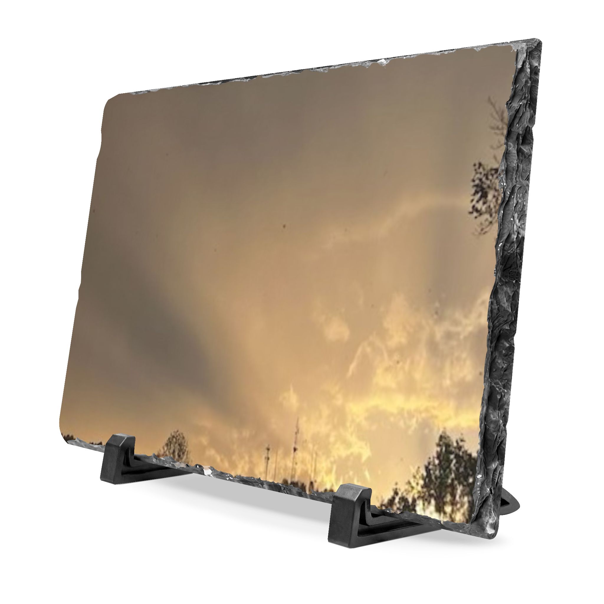 Passing Storm Slate Desk Plaque — Golden Clouds Photograph