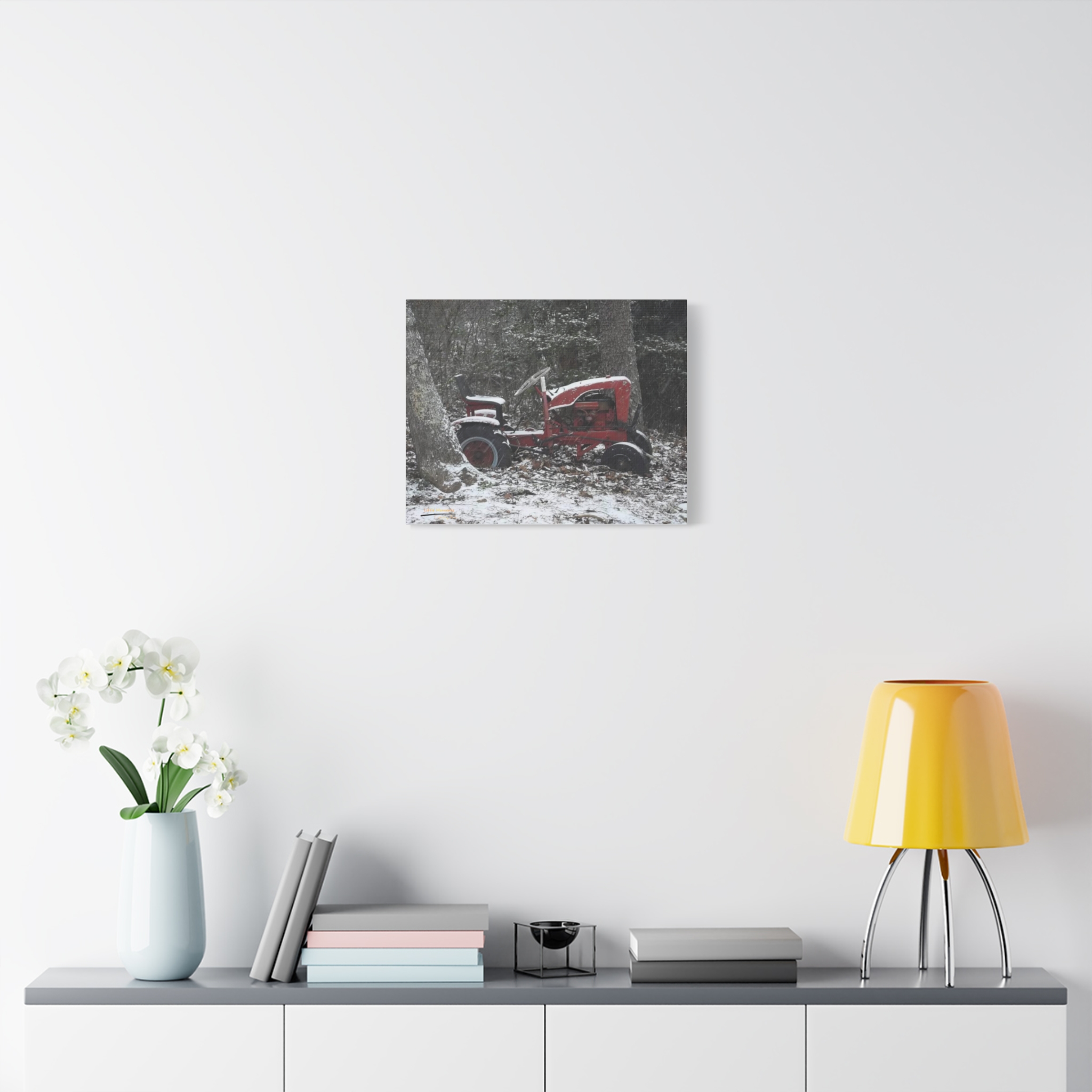 5703201003486339206_2048.jpeg Vintage Red Tractor Canvas Print — Rustic Snowy Farm Wall Art