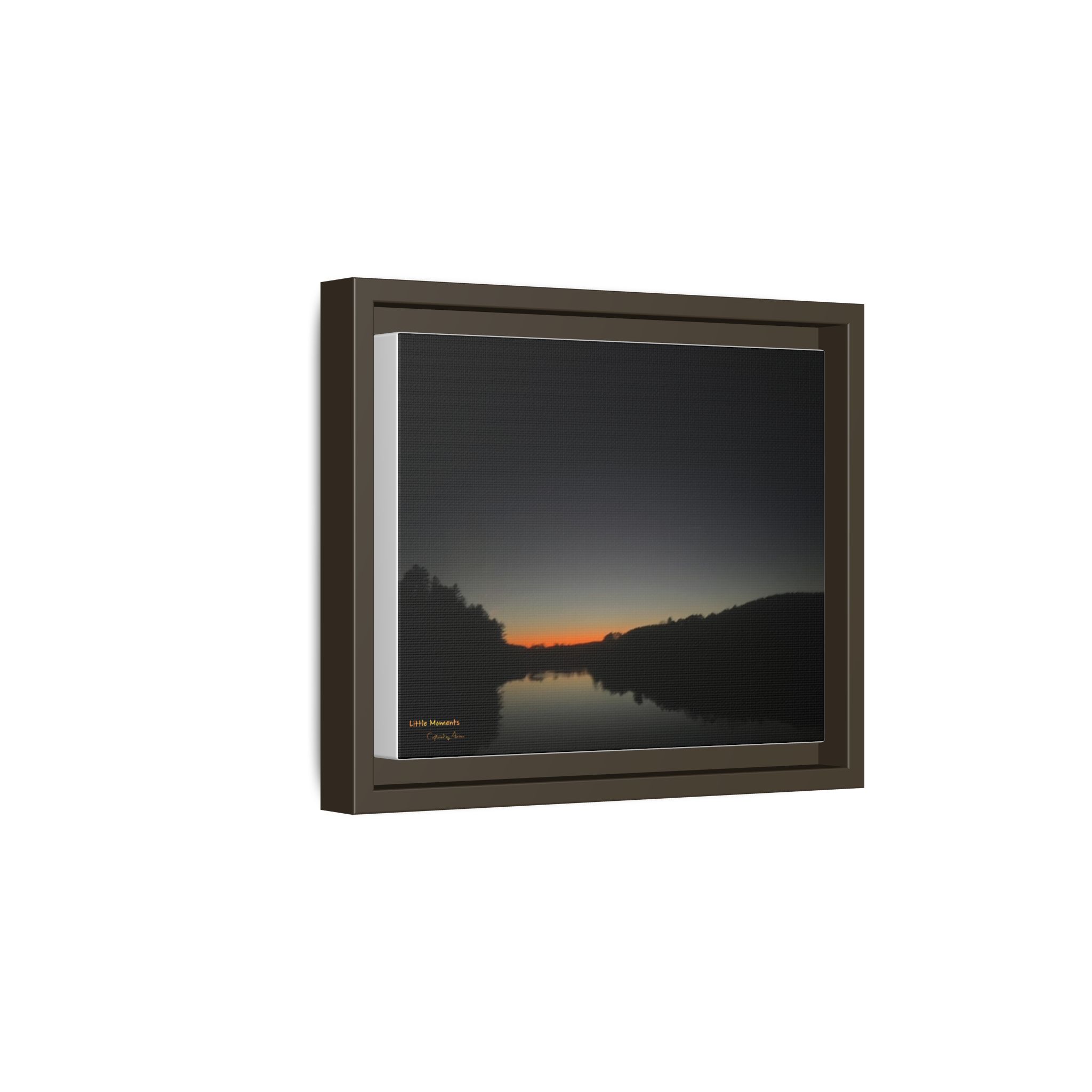 Calm Lake Sunset Matte Canvas Framed Print — Tranquil Nature Wall Art