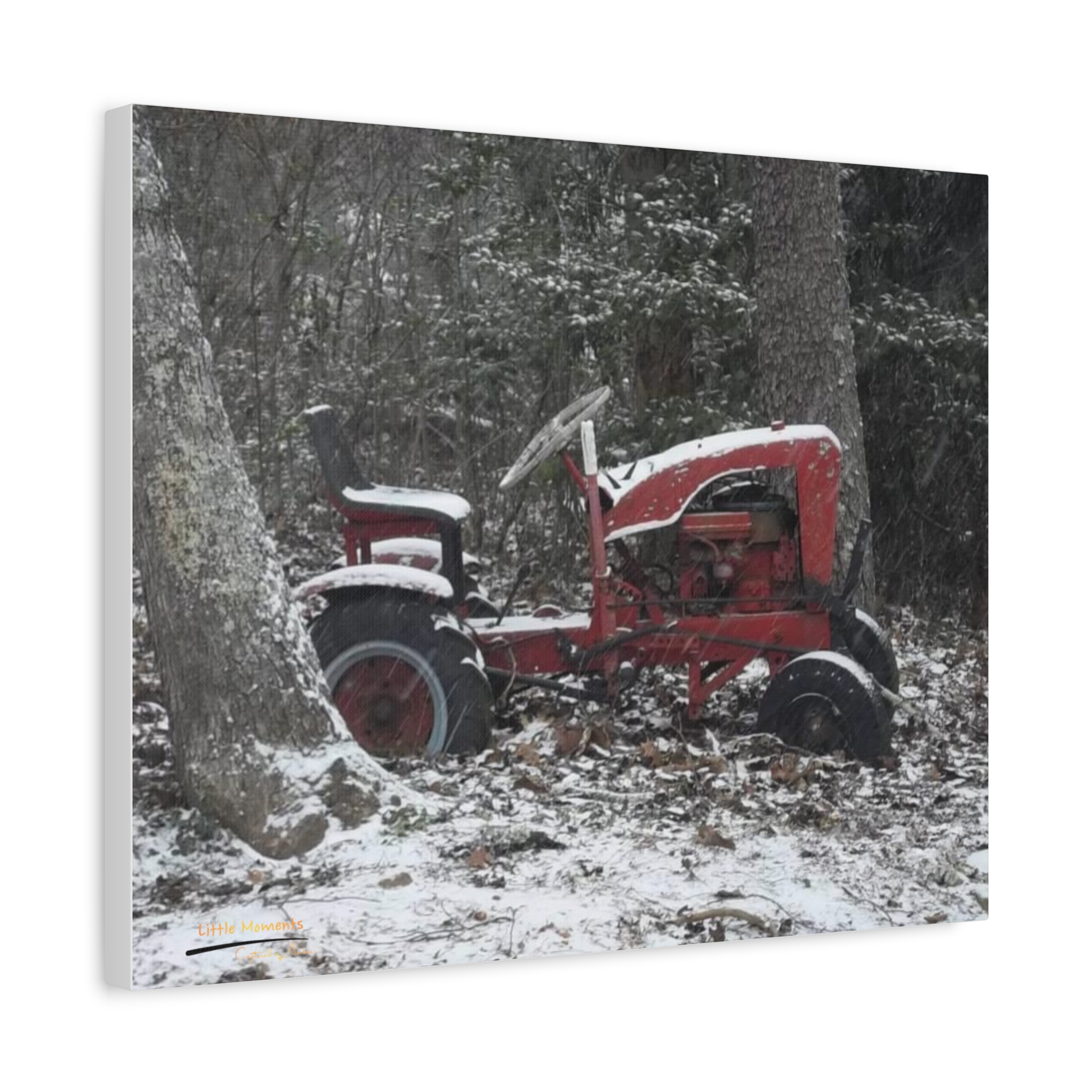 5971586872580302374_2048.jpeg Vintage Red Tractor Canvas Print — Rustic Snowy Farm Wall Art