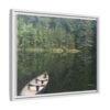 Canoe at Dawn Matte Canvas Print — Serene Forest Reflection Wall Art