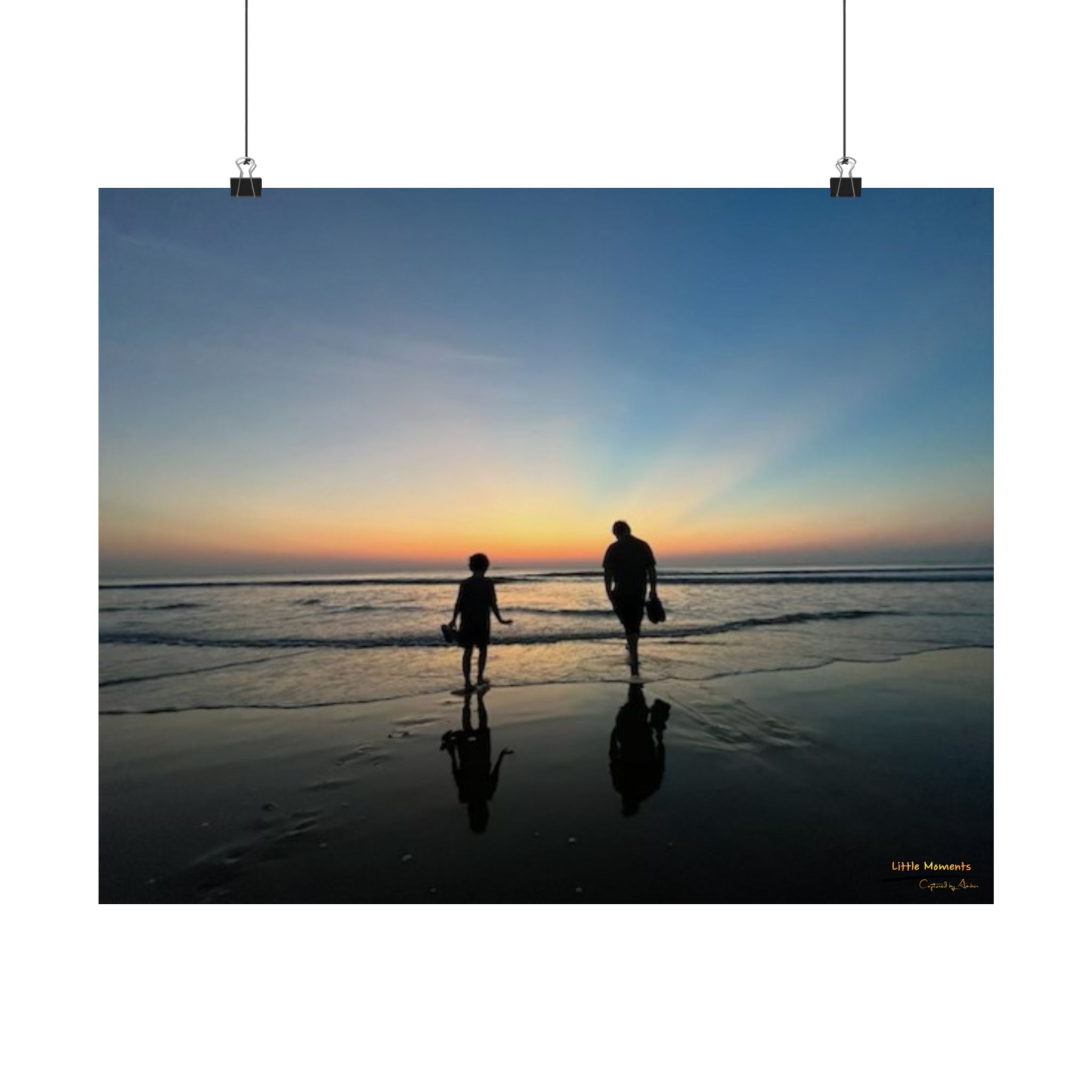 Father and Child Sunset Poster — Father & Child Matte Horizontal Wall Art