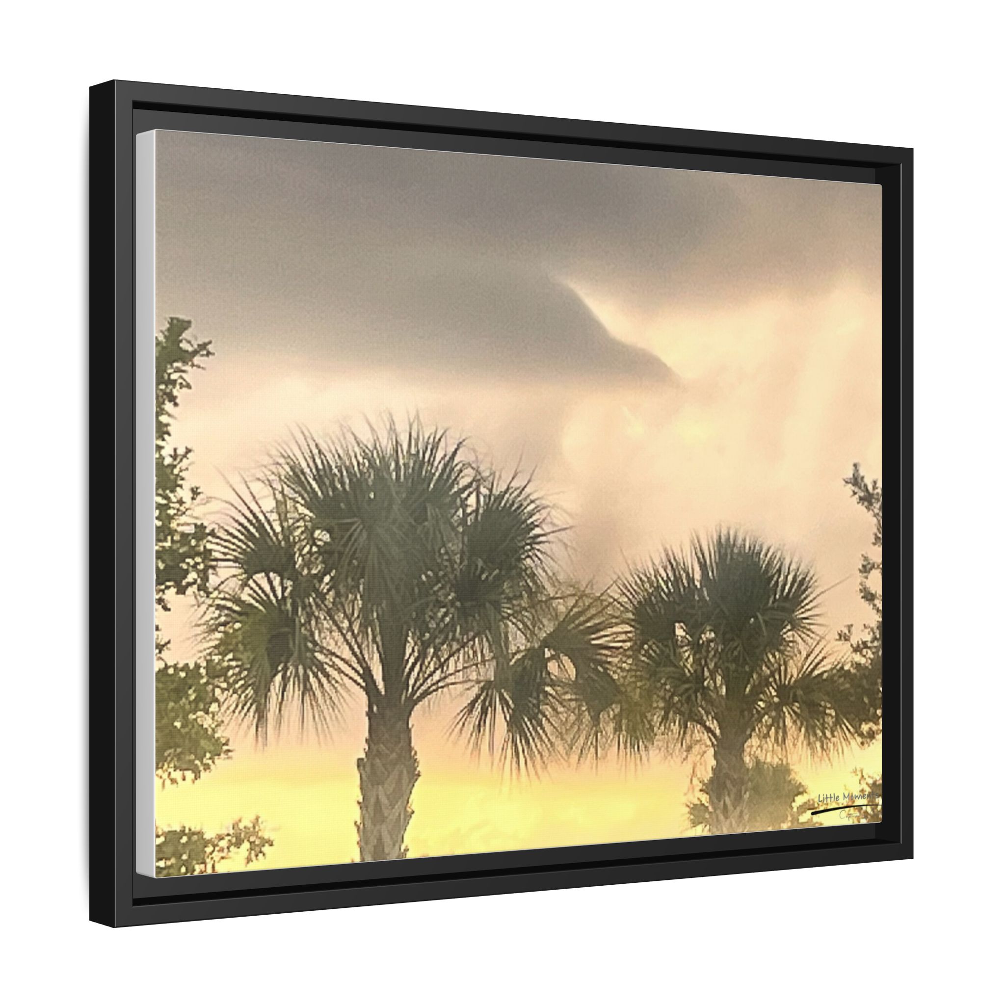 Palm Trees at Sunset Matte Framed Canvas Wall Art