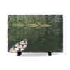 Canoe at Dawn Slate Desk Plaque – Tranquil Forest Reflection Decor
