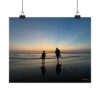Father and Child Sunset Poster — Father & Child Matte Horizontal Wall Art