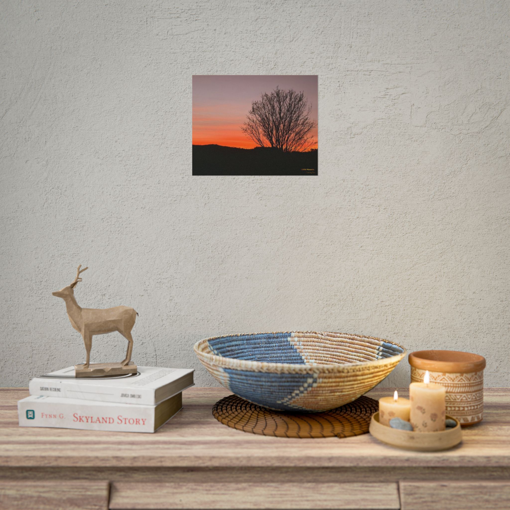 Appalachian Red Sky3 Poster — Tree Silhouette Rolled Art Print