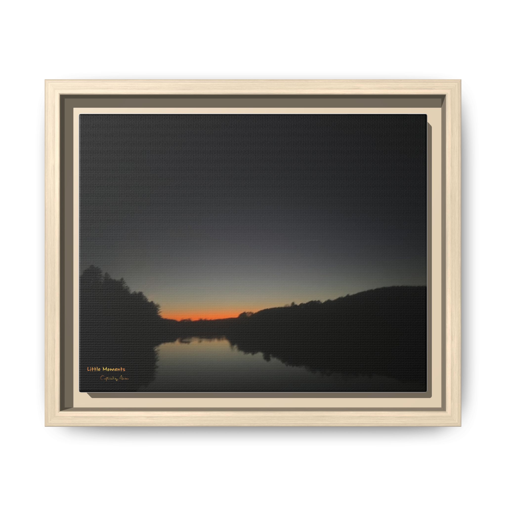Calm Lake Sunset Matte Canvas Framed Print — Tranquil Nature Wall Art