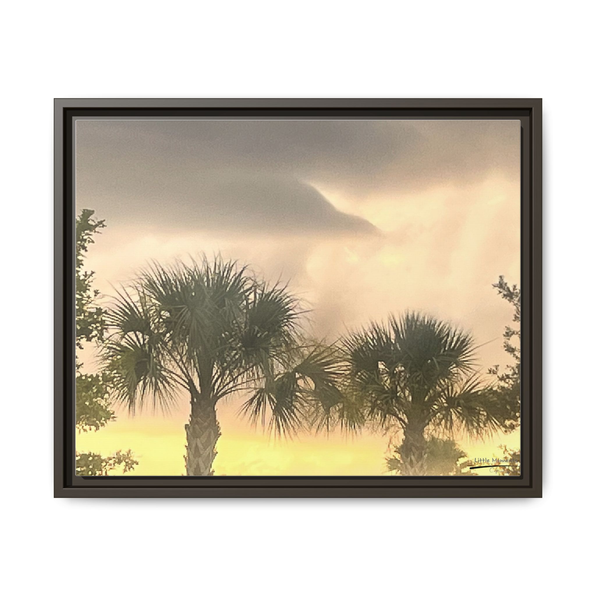 Palm Trees at Sunset Matte Framed Canvas Wall Art