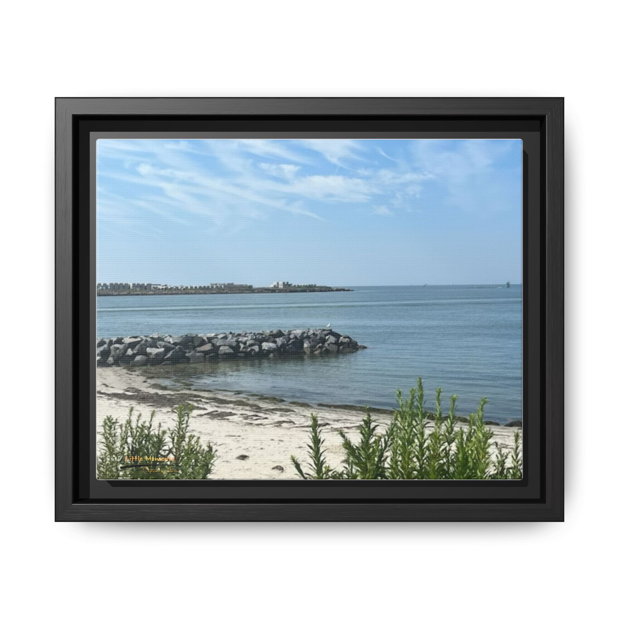 Seaside Beach Framed Canvas Print — Matte Multi-Color Coastal Wall Art
