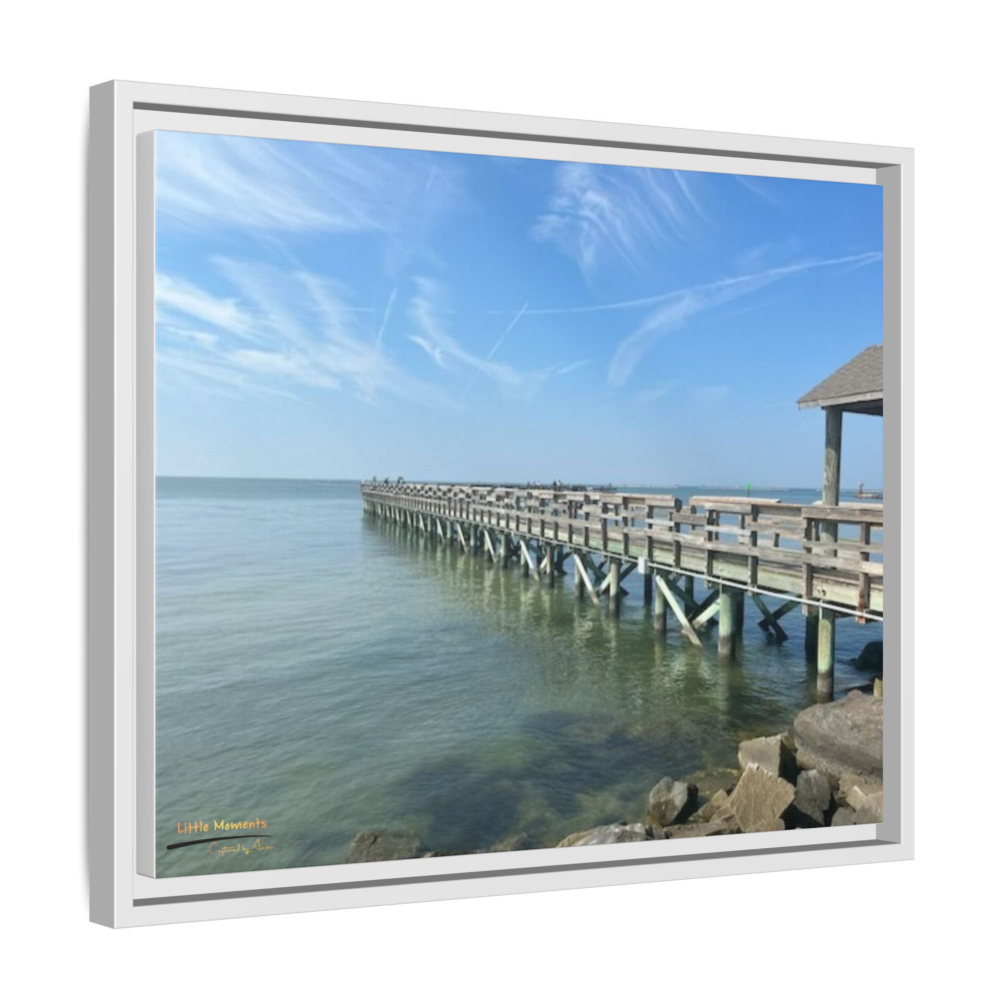 7230471842414084047_2048.jpeg Pier Over Calm Seas Framed Matte Canvas Print