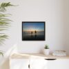 Father and Child Beach Sunset Framed Matte Canvas Print
