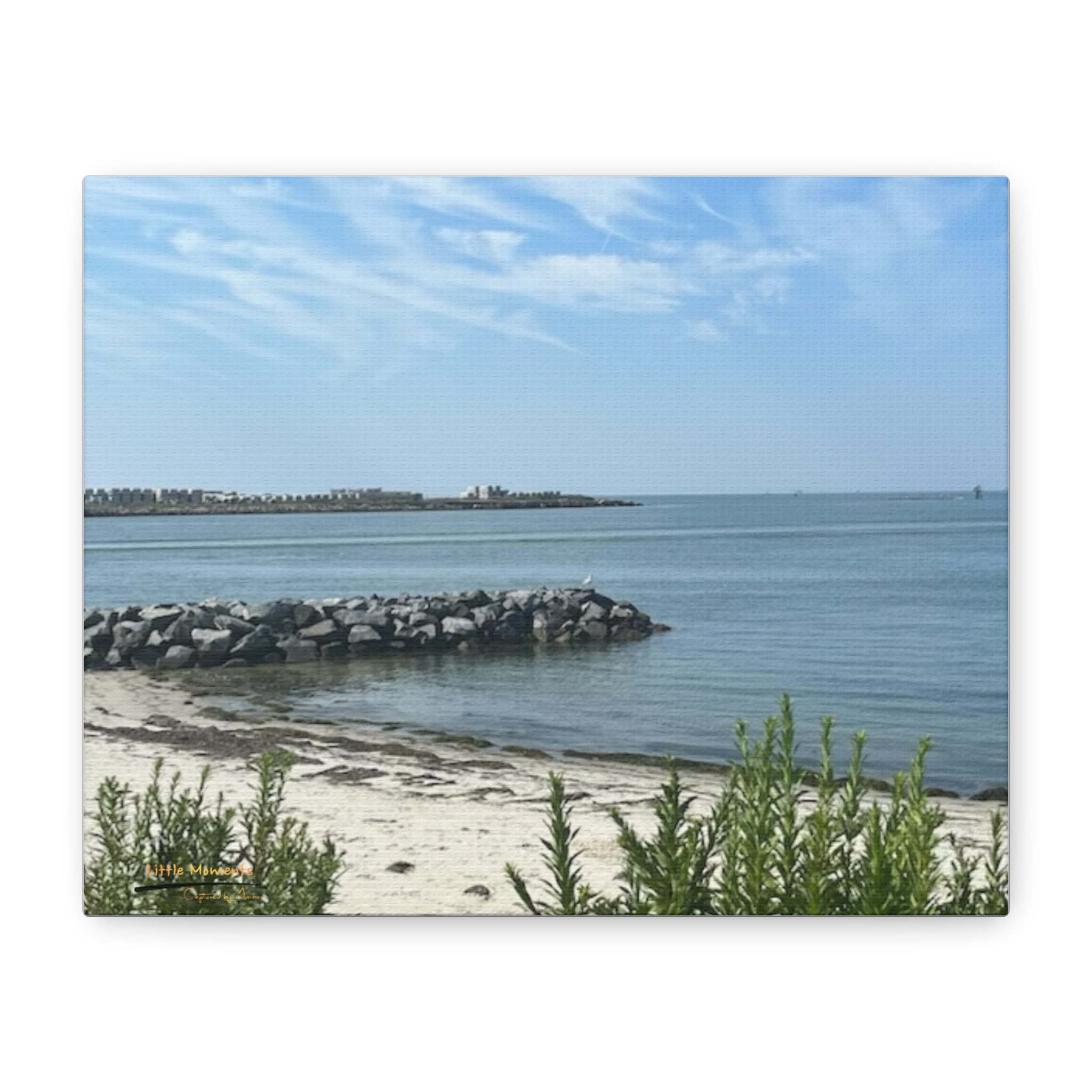 Seaside Jetti Beach Canvas Print — Seaside Harbor Matte Wall Art