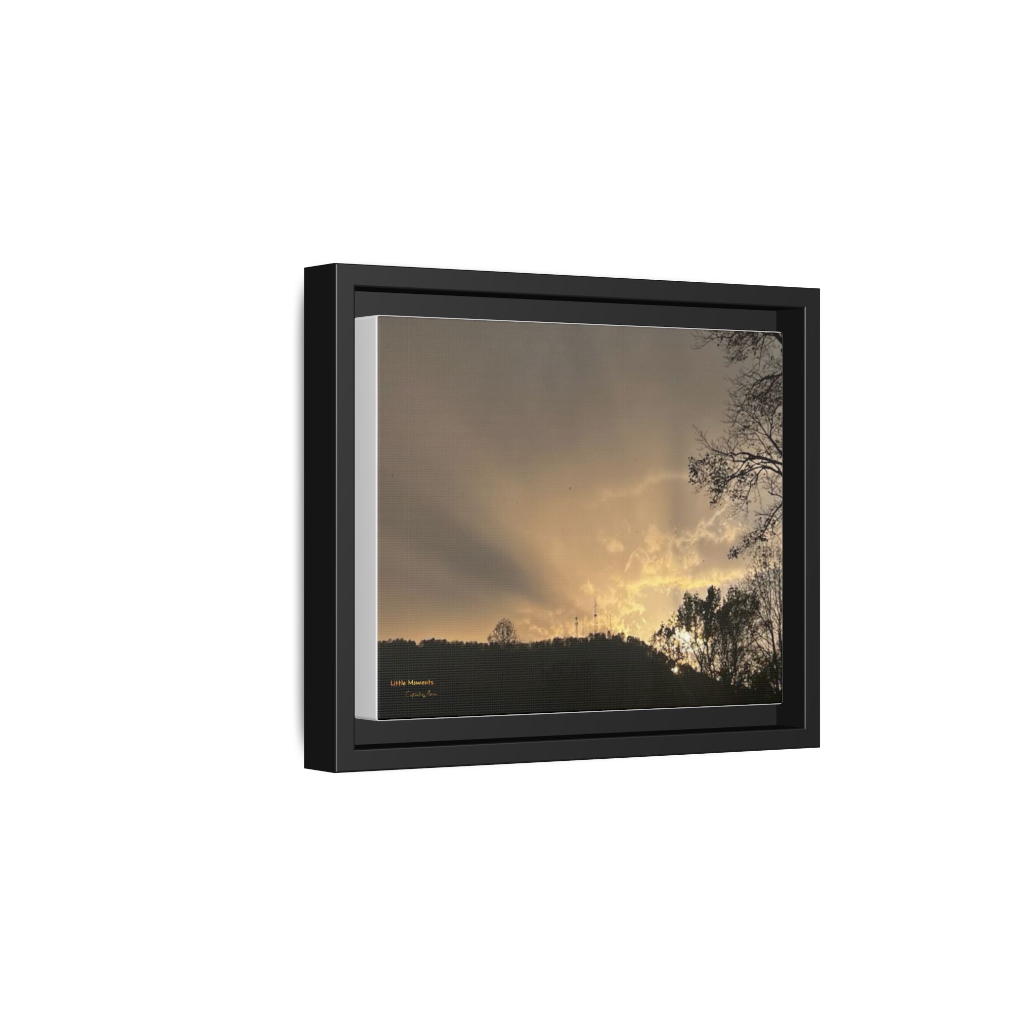 Passing Storm Framed Matte Canvas Print — Golden Sunrise Landscape