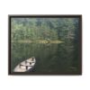 Canoe at Dawn Matte Canvas Print — Serene Forest Reflection Wall Art