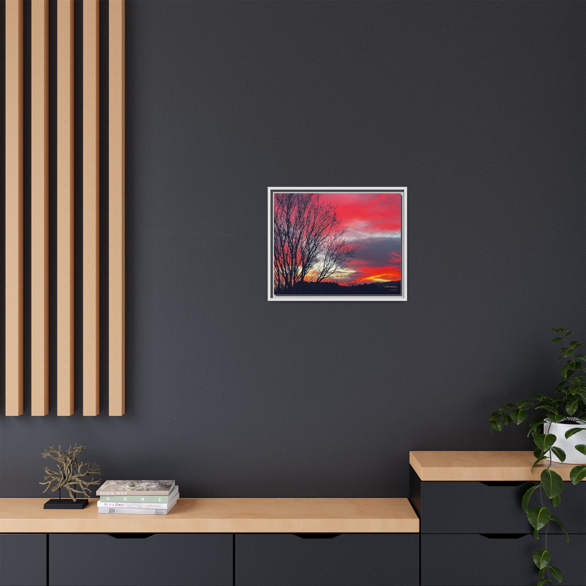Vibrant Red Sky Framed Canvas Print — Vibrant Red Sky Wall Art