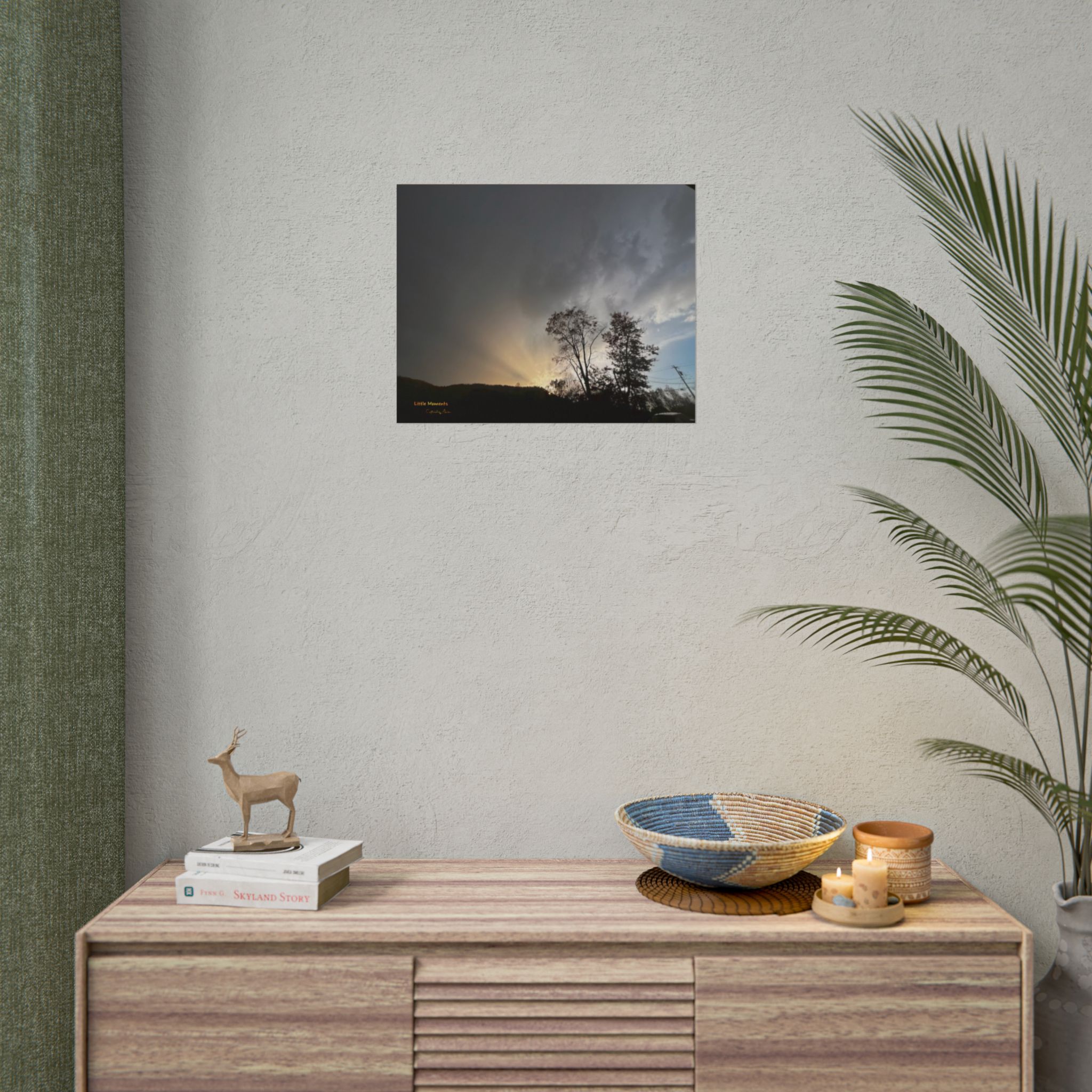 Sunset Storm Poster — Dramatic Tree Silhouette Rolled Wall Art