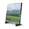 Misty Mountain Slate Desk Plaque — Custom Landscape Photo Keepsake