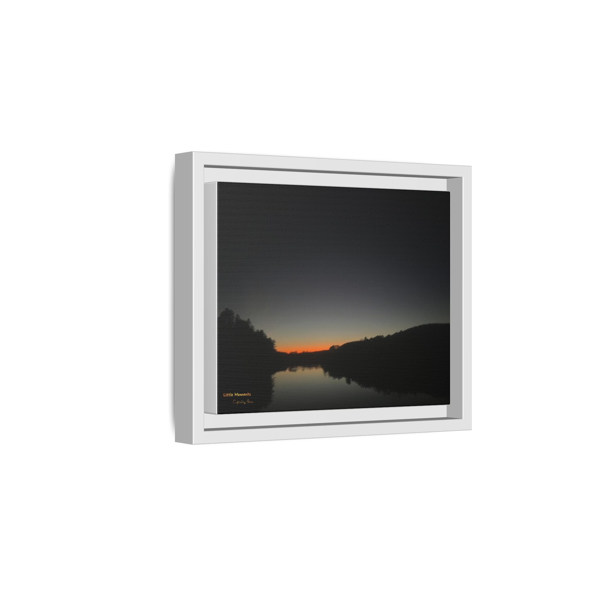 Calm Lake Sunset Matte Canvas Framed Print — Tranquil Nature Wall Art
