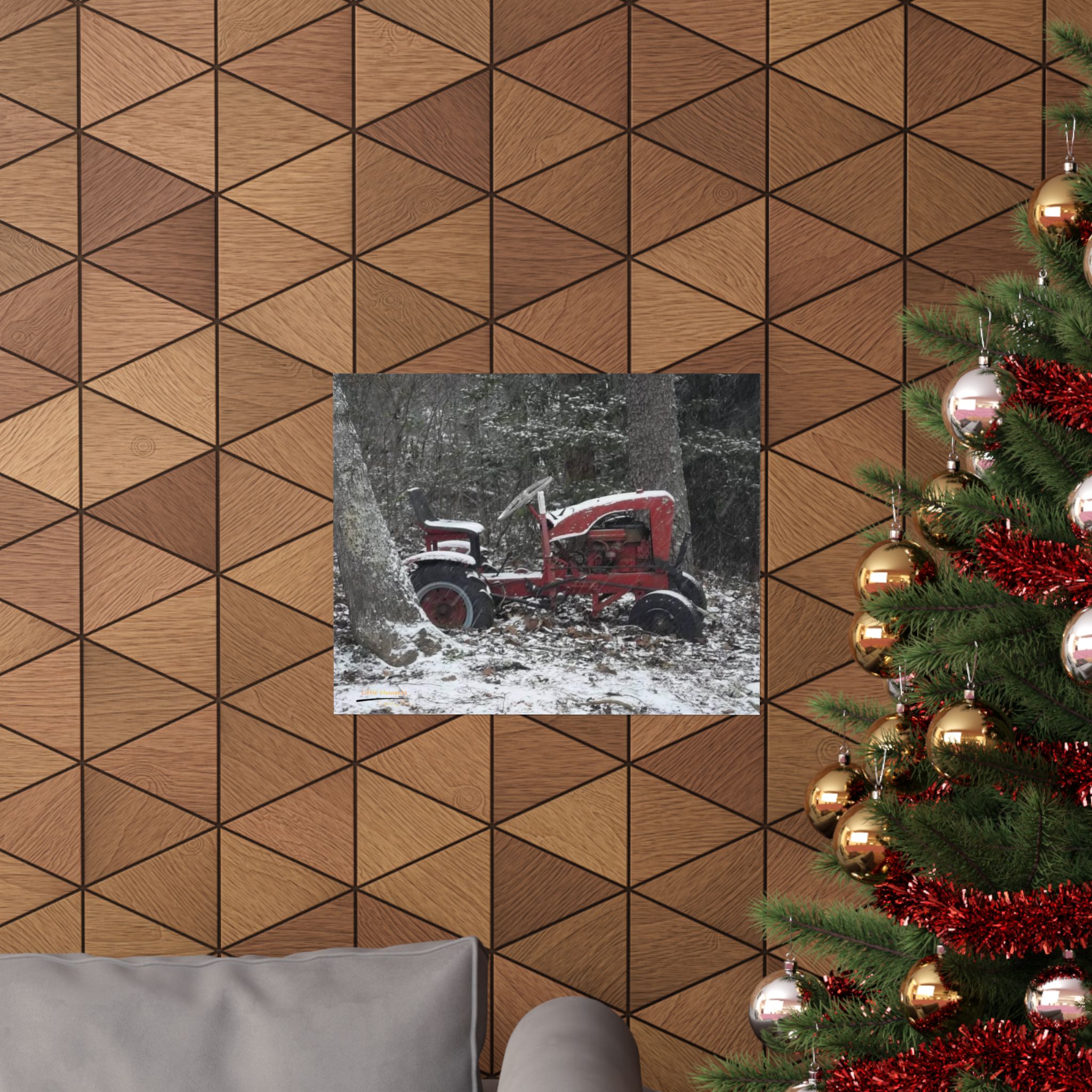 Vintage Red Tractor Matte Poster — Rustic Farmhouse Wall Art (Horizontal)