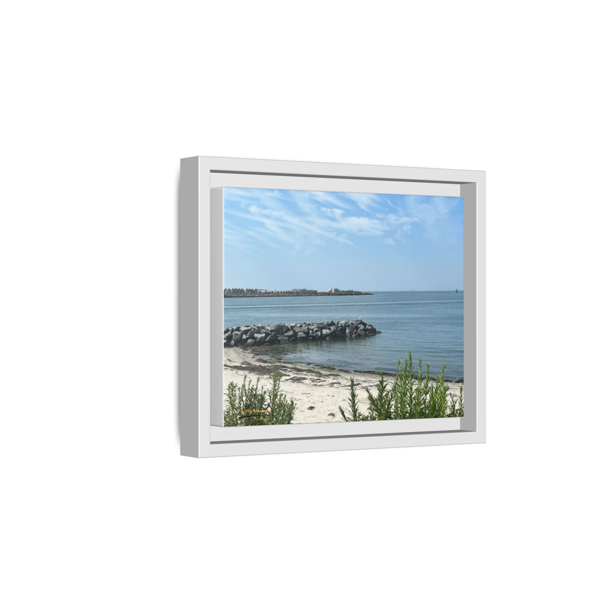 Seaside Beach Framed Canvas Print — Matte Multi-Color Coastal Wall Art