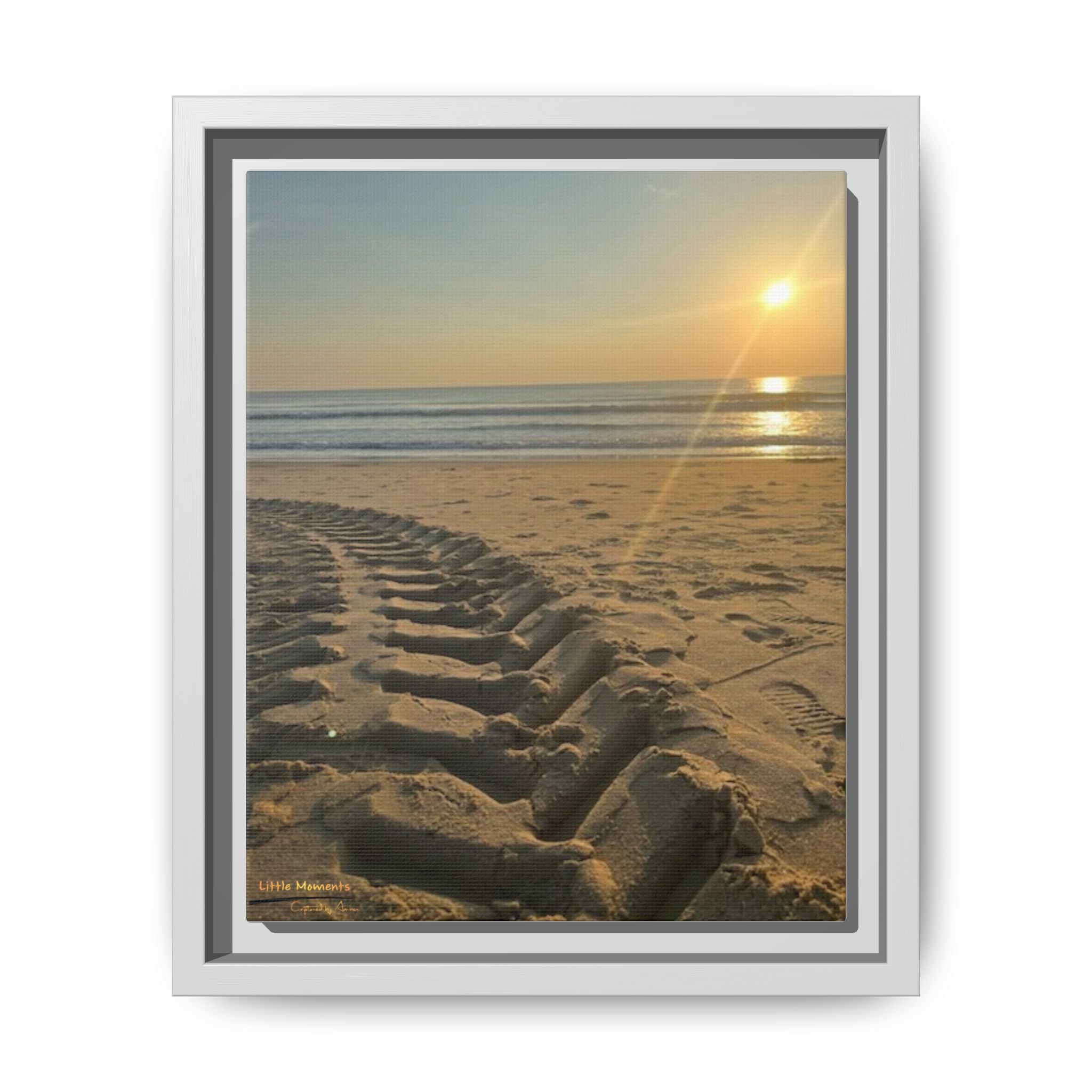8978733000766609827_2048.jpeg Sunset Beach Tire Track framed Canvas — Tire Track Seashore Wall Art