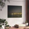 City Lights at Night Series2 Matte Horizontal Poster — Oceanfront Night Skyline Print (‘Lifeguard Memories’ Text)