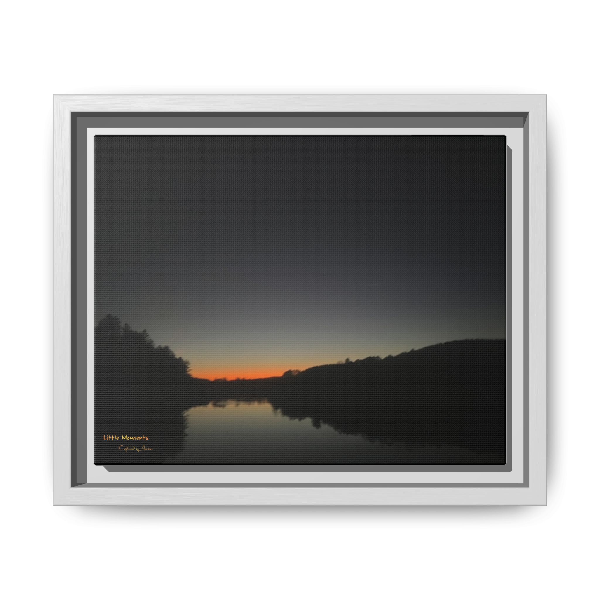 Calm Lake Sunset Matte Canvas Framed Print — Tranquil Nature Wall Art
