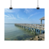 Pier Over Calm Sea Matte Horizontal Poster — Coastal Wall Art Print