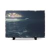City Lights at Night Slate Desk Plaque — Coastal City Seascape Decor