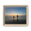 Father and Child Beach Sunset Framed Matte Canvas Print