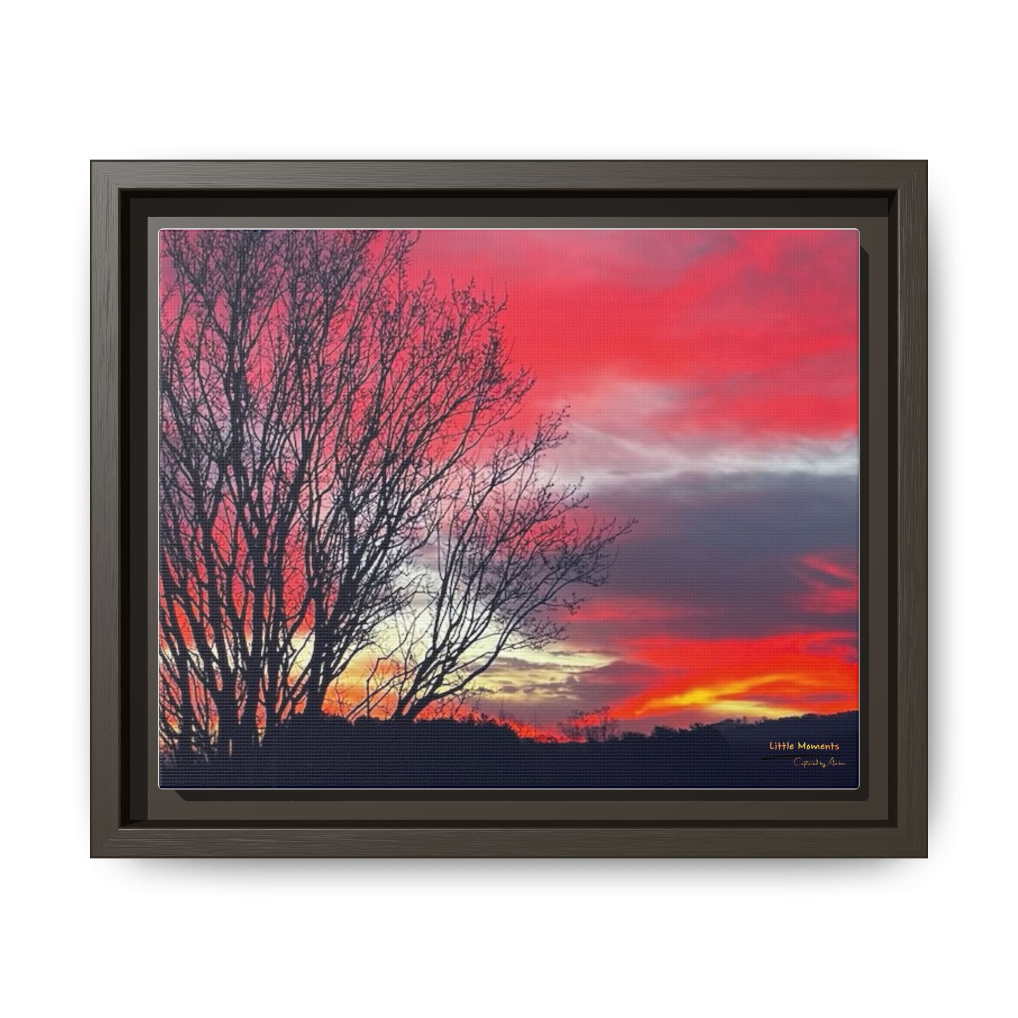 Vibrant Red Sky Framed Canvas Print — Vibrant Red Sky Wall Art