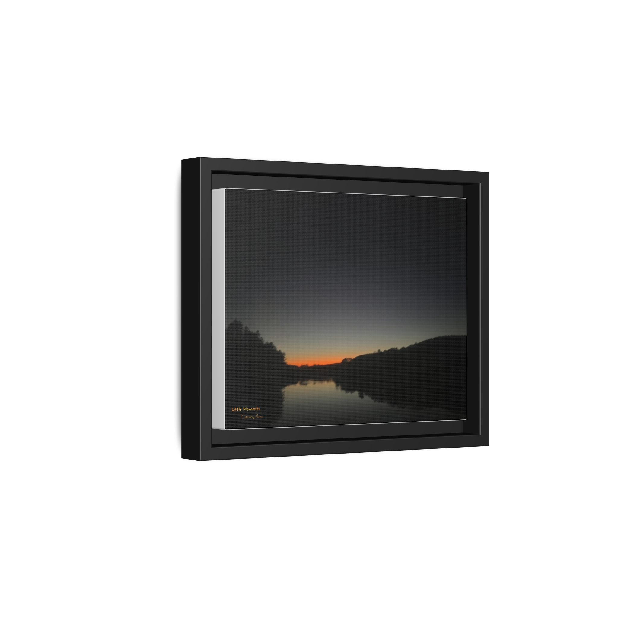 Calm Lake Sunset Matte Canvas Framed Print — Tranquil Nature Wall Art