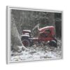 9791379672857078096_2048.jpeg Vintage Red Tractor in Snow — Framed Matte Canvas Wall Art