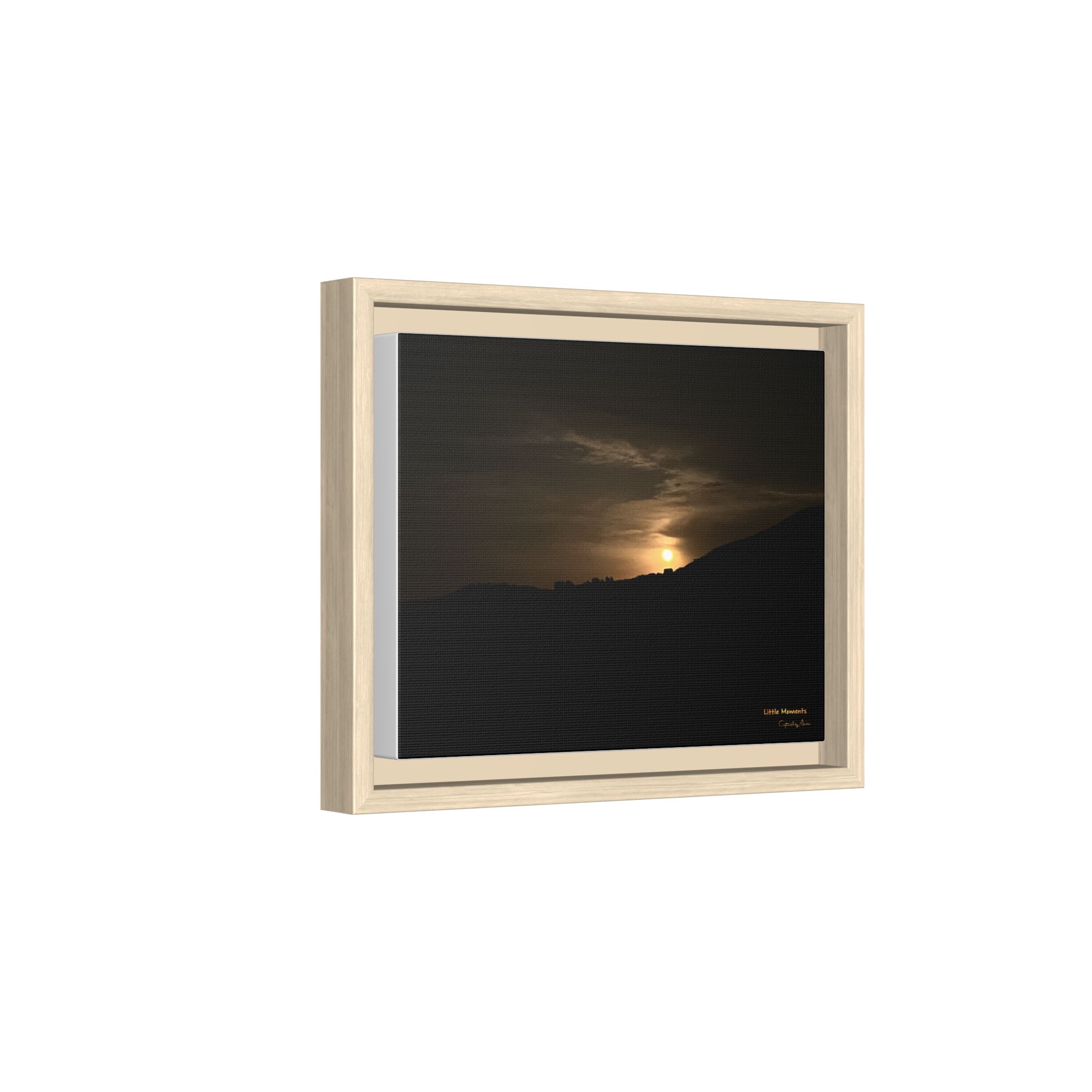 Moon Glow Ridge Framed Matte Canvas Print — moon Over Silhouette Landscape